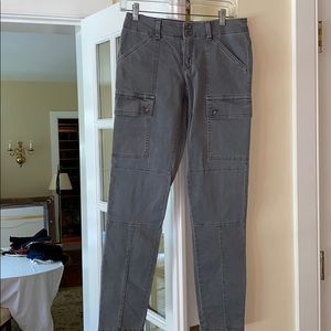 Washed olive cargo tight fitting pants